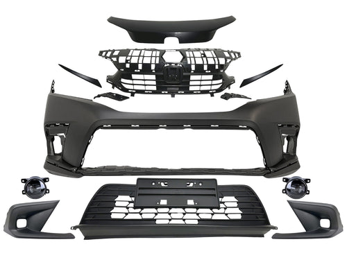 2022-2024 Honda Civic Front Bumper Cover With Upper Lower Grille Fog Light Lamp Cover & Headlight Molding Trim 10-PCS - Texas-e-parts