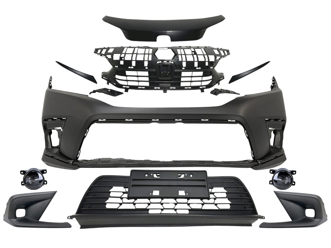 2022 2023 2024 Honda Civic Front Bumper Cover With Upper Lower Grille Fog Light Lamp Cover & Headlight Molding Trim 10-PCS