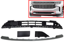 Load image into Gallery viewer, 2021 2022 2023 2024 Chevrolet Suburban Tahoe Grille Front Bumper Lower Grille With Chrome Molding Trim Tow Cap Cover &amp; Auxiliary Heater Wiring Harness Cover