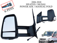 Load image into Gallery viewer, 2006 2007 2008 2009 2010 2011 2012 2013 2014 2015 2016 2017 2018 Dodge Mercedes-Benz Freightliner Sprinter 2500 3500 Van Left Front Door Side Rear View Mirror Heated Signal Power Adjustment Manual Fold Curved Long Arm Driver