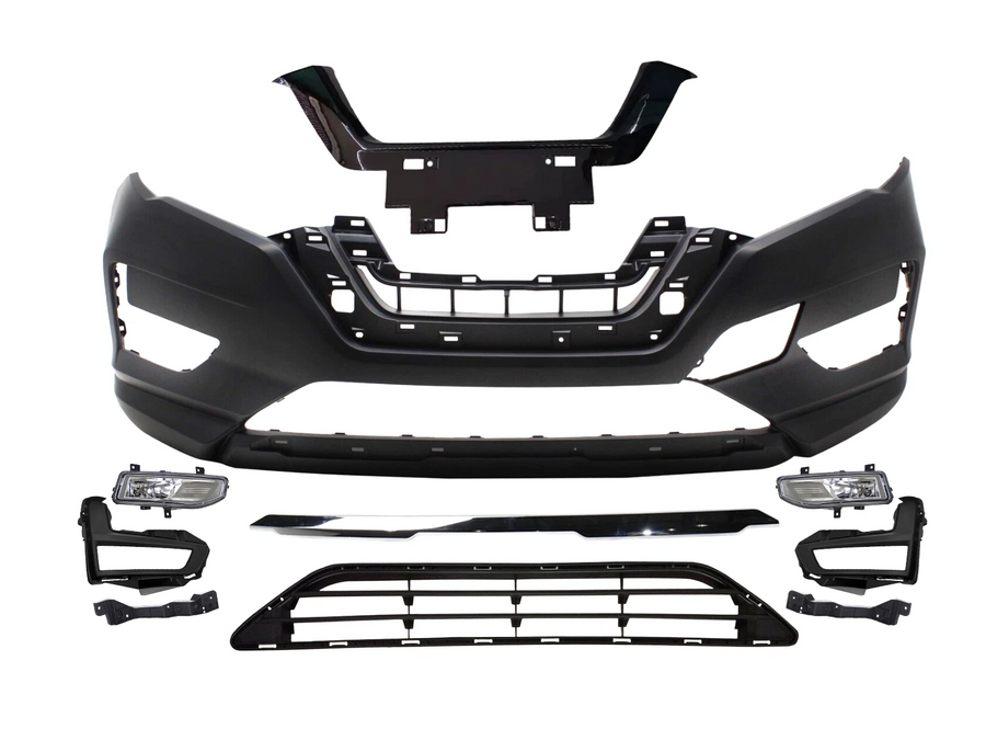 2017-2020 Nissan Rogue Front Bumper Cover Fog Light Lamp Cover Bracket Lower Chrome Grille Molding Trim NI1000316 NI1036108