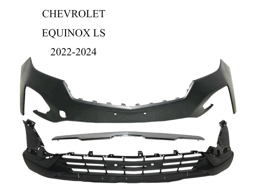 2022-2024 Chevrolet Equinox LS Front Bumper Upper Lower Cover With Chrome Molding Trim - Texas-e-parts