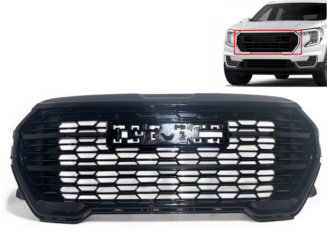 2022 2023 2024 GMC Terrain Denali Front Bumper Upper Grille Without Camera Option Gloss Black