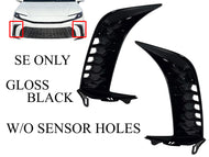 2025 Toyota Camry SE Left Right Front Bumper Side Molding Trim W/o Sensor Hole Gloss Black Set