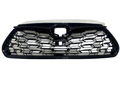 2020-2025 Toyota Highlander Front Bumper Upper Grille W Cam Option Gloss Black - Texas-e-parts