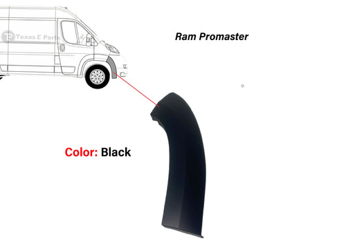 2019-2022 Ram ProMaster 1500 2500 3500 Front Bumper Right Passenger Side End Cap Flare Molding Trim Black - Texas-e-parts