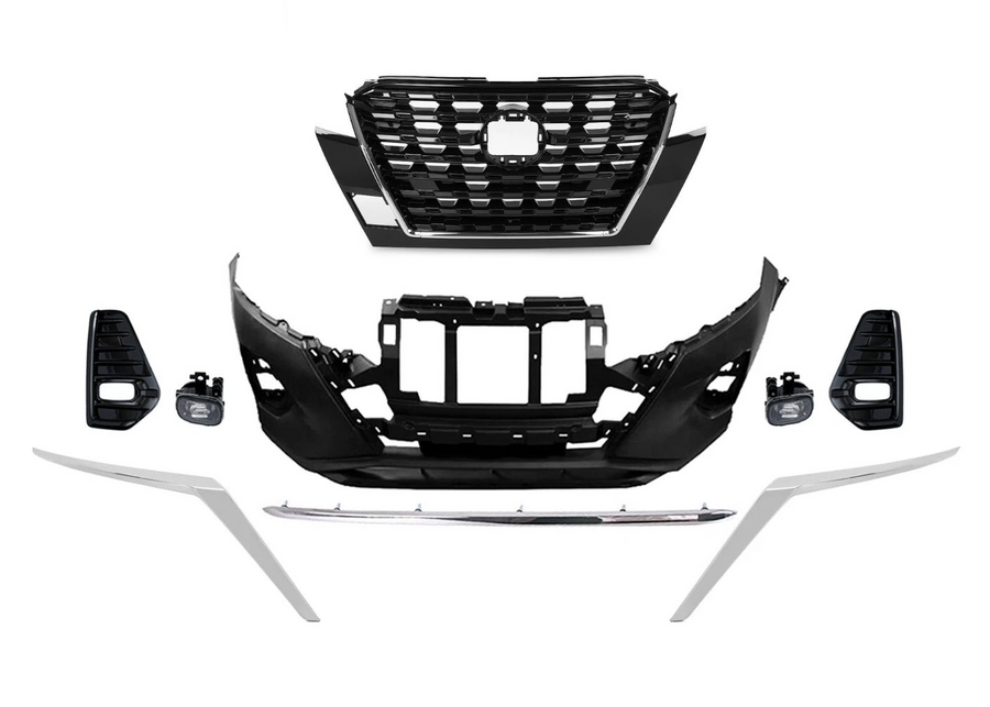 2021-2024 Nissan Kicks Front Bumper Upper Grille Fog Light Lamp Cover Chrome Molding Trim 9-PCS