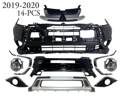 2019-2020 Mitsubishi Outlander Front Bumper Cover Grille Center Lower Panel Chromes 14-Pcs - Texas-e-parts