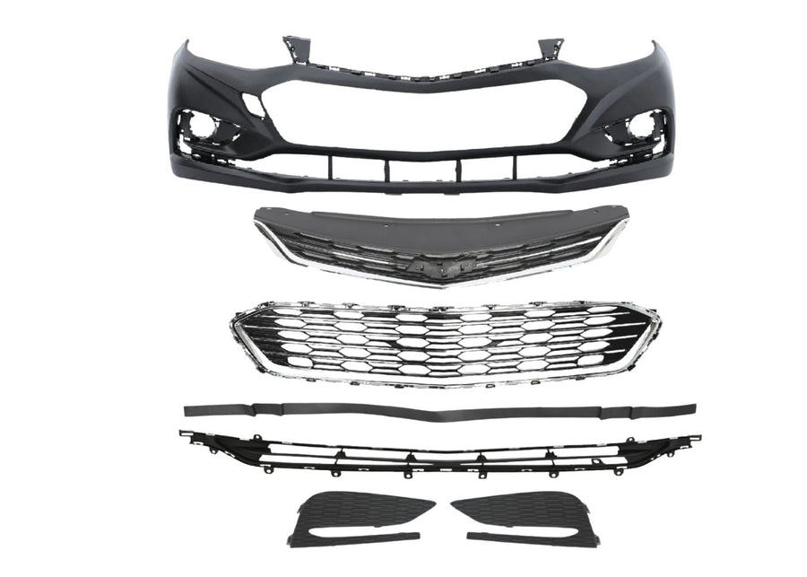 2016-2018 Chevrolet Malibu Complete Front Bumper Grille Fog Cover - Texas-e-parts