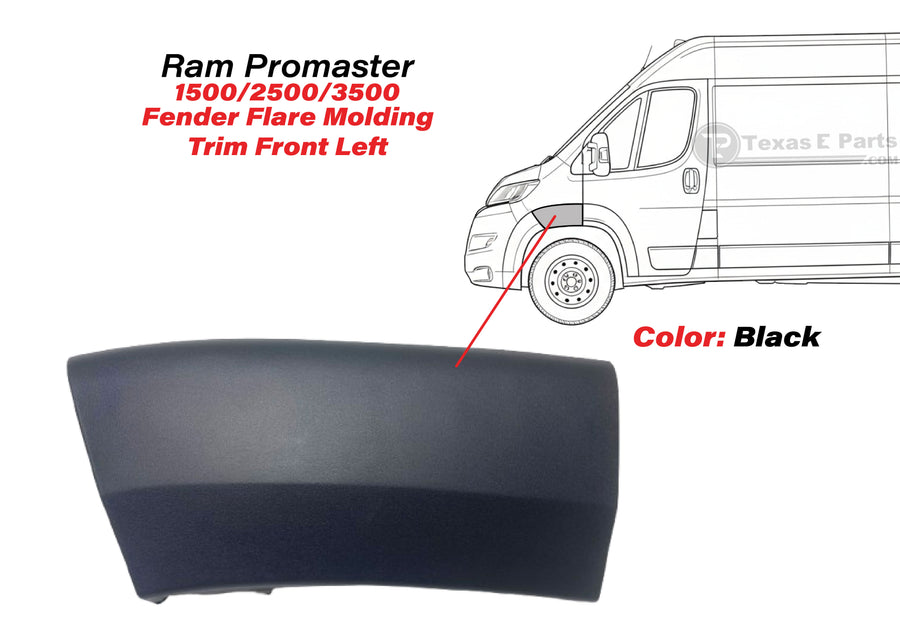 2019-2022 Ram Promaster Front Fender Left Molding Trim Flare Black Driver Side - Texas-e-parts