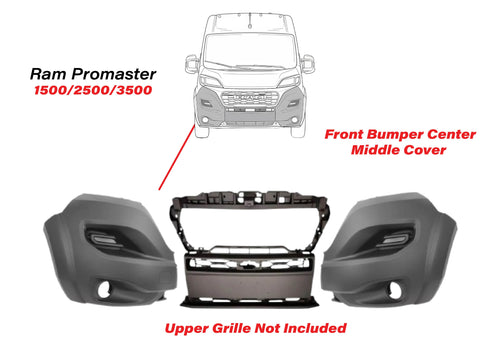 2023-2025 Ram Promaster 1500 2500 3500 Front Bumper Center Middle Cover With Left Right Side Cover 3-PCS - Texas-e-parts