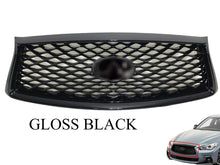 Load image into Gallery viewer, 2018 2019 2020 2021 2022 2023 2024 Infiniti Q50 Front Bumper Upper Grille With Camera Option Gloss Black