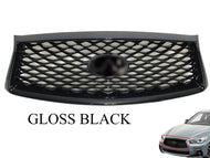 2018 2019 2020 2021 2022 2023 2024 Infiniti Q50 Front Bumper Upper Grille With Camera Option Gloss Black