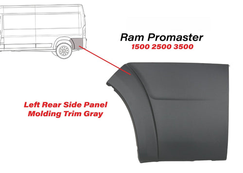 2014-2018 Ram Promaster 1500 2500 3500 Rear Left Driver Side Panel Molding Trim Gray - Texas-e-parts