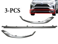 2021 2022 2023 2024 Toyota Rav4 Prime XSE SE Left Right Center Front Bumper Side Trim Lower Molding Silver Driver Passenger 3-Pcs