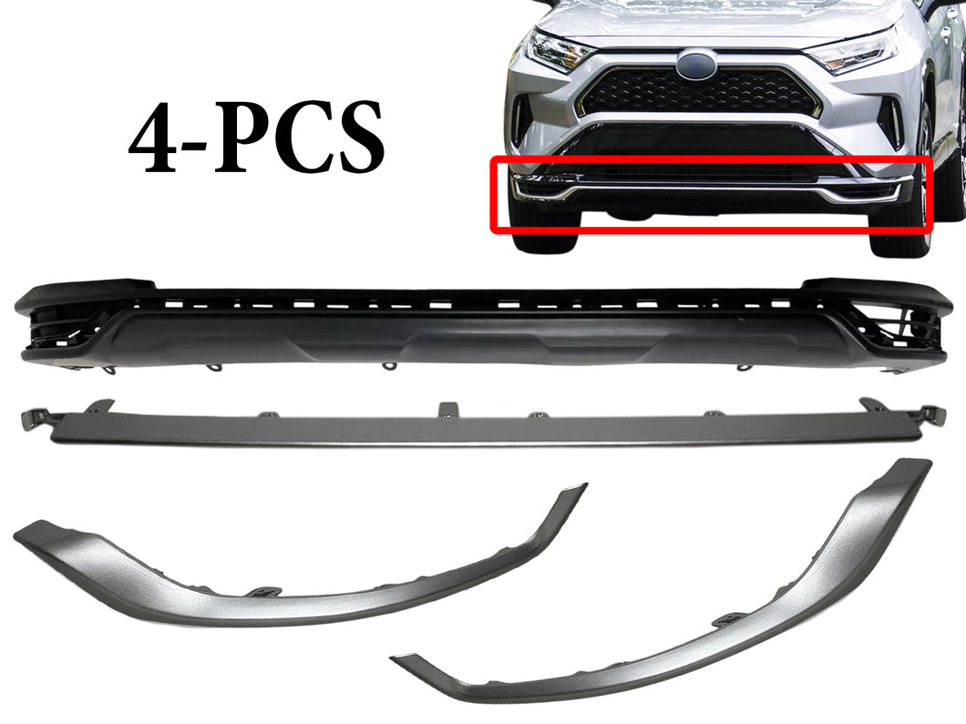 2021 2022 2023 2024 Toyota Rav4 Prime XSE SE Left Right Center Front Bumper Side Trim Molding With Lower Cover 4-PCS
