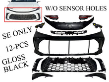 Load image into Gallery viewer, 2025 Toyota Camry SE Front Bumper Cover Without Sensor Holes With Upper Lower Grille Side Molding Trim Brackets Gloss Black Set