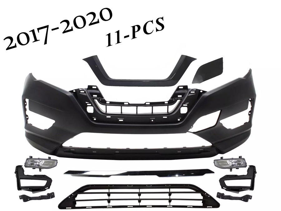 2017-2020 Nissan Rogue Front Bumper Lower Grille Fog Light Lamp Tow Cap Cover Chrome Molding Trim - Texas-e-parts