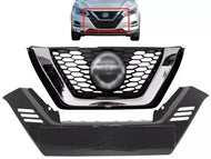 2020 2021 2022 Nissan Rogue Sport Front Bumper Upper Grille With Lower Molding Trim Gloss Black