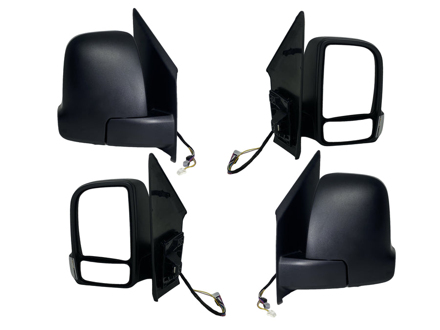 2019-2022 Mercedes Benz & Freightliner Sprinter 1500 2500 3500 Left Right Front Door Power Side Rear View Mirror Heated Signal Short Arm Set - Texas-e-parts