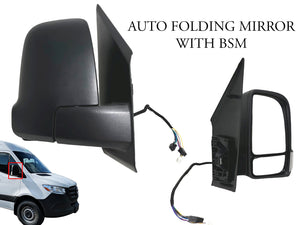 2019 2020 2021 2022 2023 Mercedes Benz Sprinter 1500 2500 3500 Side Rear View Mirror Short Arm Power Heated Signal Auto Folding With BSM Right Passenger Side - Texas-e-parts