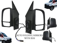 2019 2020 2021 2022 2023 Mercedes Benz Sprinter 1500 2500 3500 Side Rear View Mirror Short Arm Power Heated Signal Auto Folding With BSM Left Driver & Right Passenger Set - Texas-e-parts