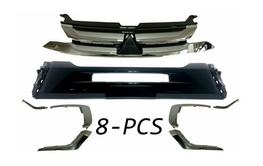 2016 2017 2018 Mitsubishi Outlander Front Grille Center Panel & Chrome Trims 8PCS - Texas-e-parts