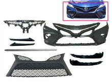 Load image into Gallery viewer, 2018 2019 2020 Toyota Camry XSE SE Front Bumper Cover With Upper Lower Grille Headlight Trims Side Lower Trims &amp; Center Lower Silver Trim