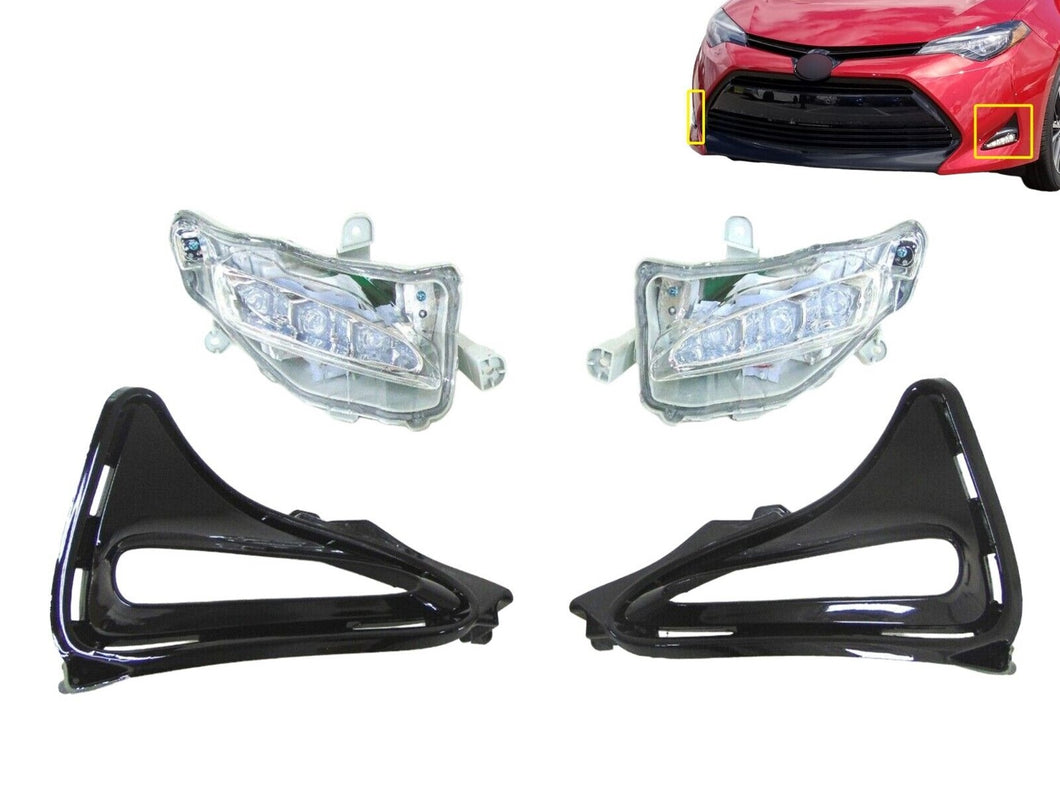 2017 2018 2019 Toyota Corolla XLE LE Front Bumper Daytime Running Light With Cover Left Driver Right Passenger Set