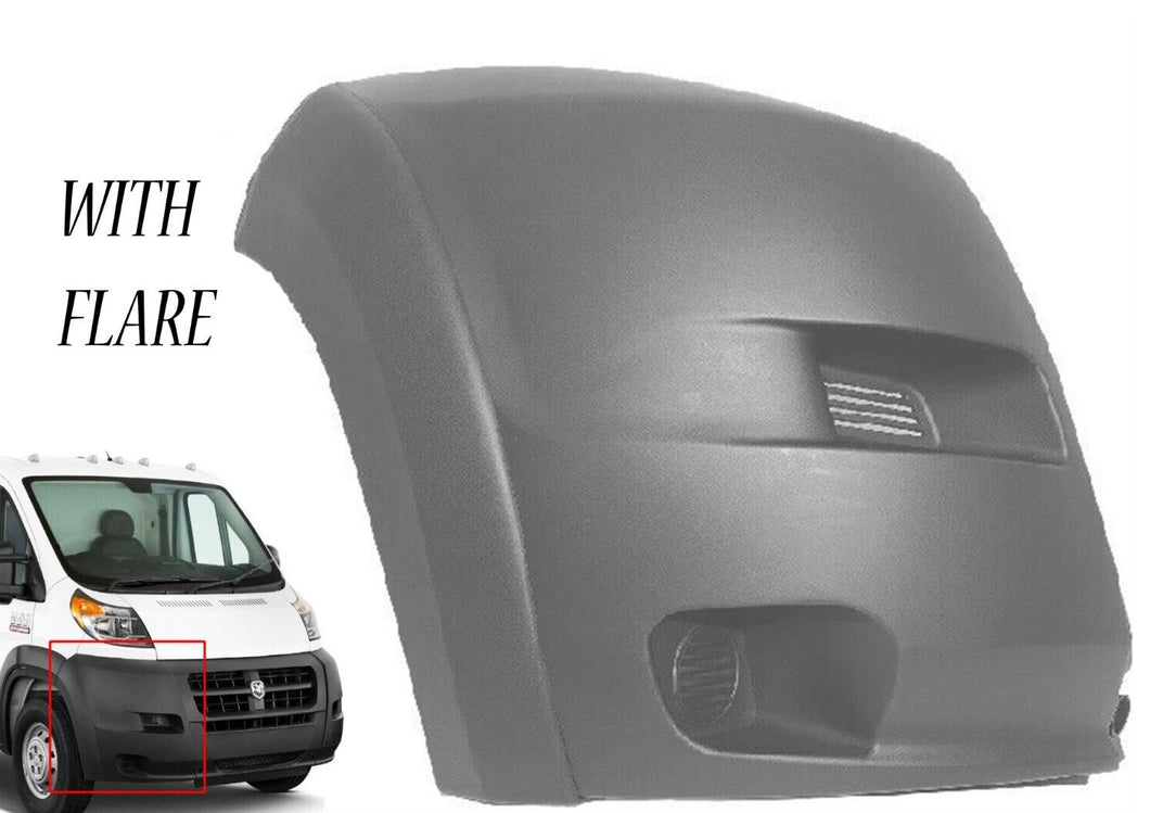 2014 2015 2016 2017 2018 Ram ProMaster 1500 2500 3500 Front Bumper Right Passenger Side End Cap Cover With Flare Gray