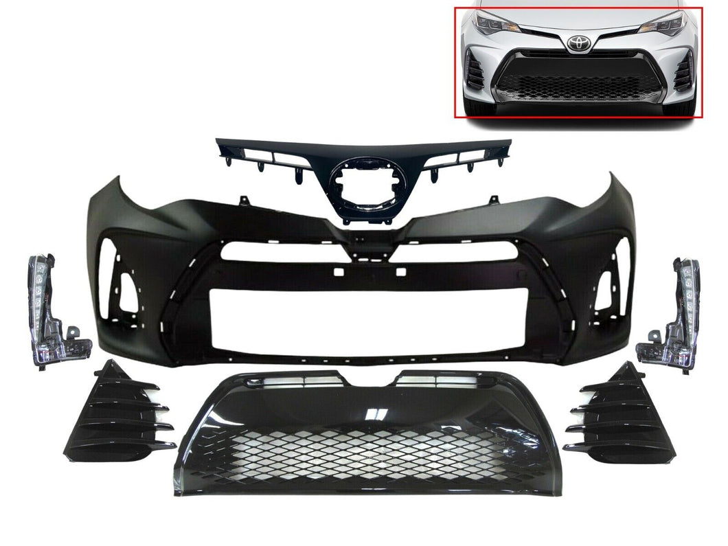 2017 2018 2019 Toyota Corolla XSE SE Front Bumper Cover Upper Lower Grille Daytime Running Light W Cover