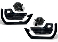 2022 2023 2024 GMC Terrain SLT Left Right Front Bumper Fog Light Lamp With Cover & Molding Trim Gloss Black Driver & Passenger Set