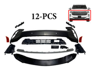 2021 2022 2023 2024 Chevrolet Suburban Tahoe Front Bumper Cover With Lower Grille Air Vents Side Reflector Bumper Bracket Chrome Molding Trim 12-PCS