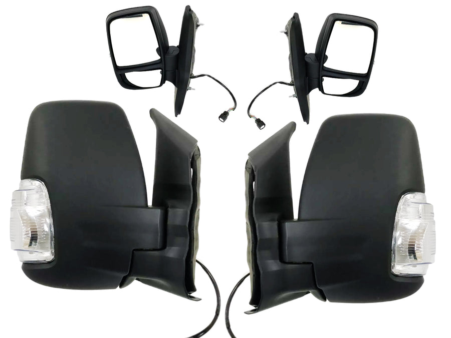 2015 2016 2017 2018 2019 2020 2021 2022 2023 2024 Ford Transit 150 250 350 Front Door Left Driver Right Passenger Power Side Rear View Mirror Heated Signal Short Arm Set - Texas-e-parts