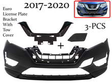 Load image into Gallery viewer, 2017 2018 2019 2020 Nissan Rogue Front Bumper Cover With Euro License Plate Bracket &amp; Tow Cap Cover - Texas-e-parts