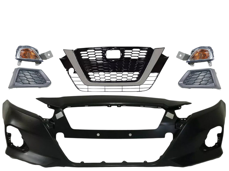 2019-2022 Nissan Altima Front Bumper Cover Grille Turn Signal Light Fog Cover Complete - Texas-e-parts