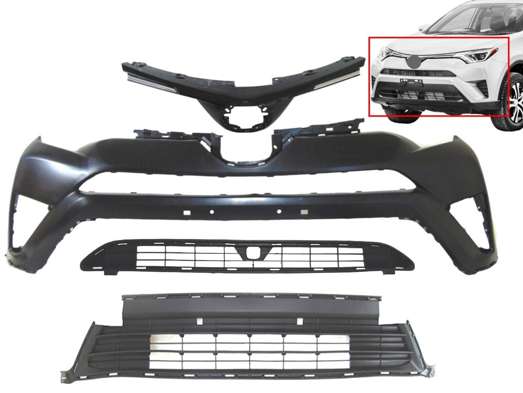 2016 2017 2018 Toyota Rav4 Front Bumper Cover With Upper Center Lower Grille