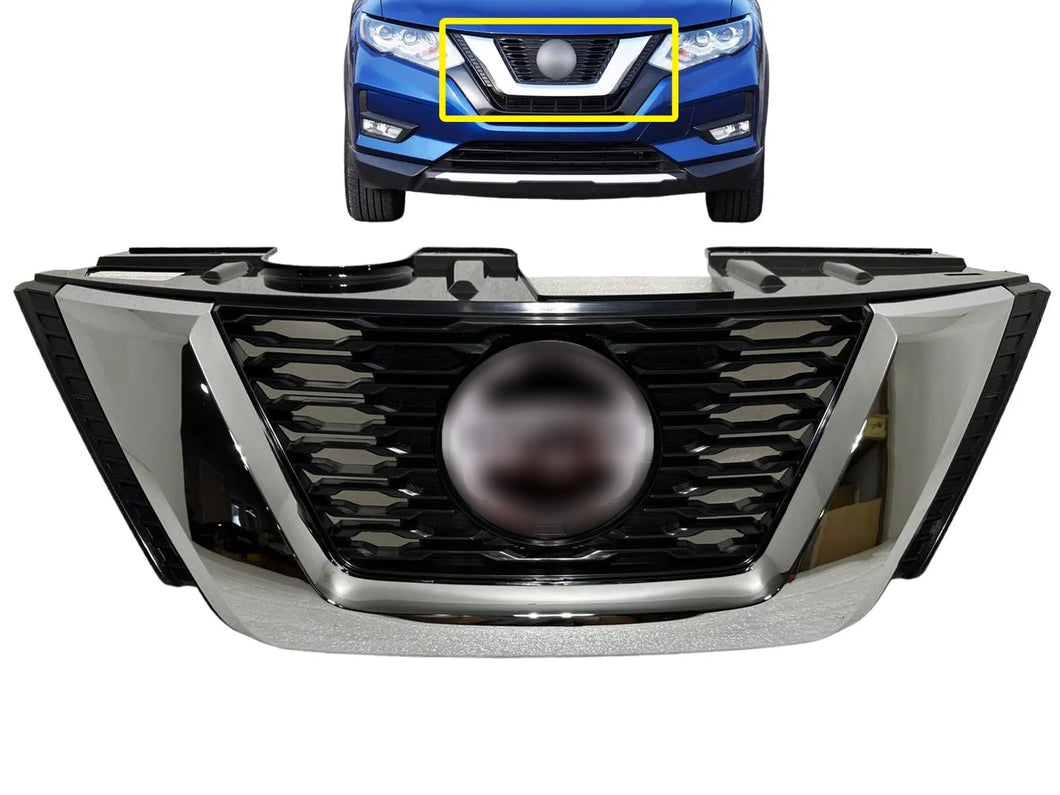 2017 2018 2019 2020 Nissan Rogue Front Bumper Upper Grille Chrome - Texas-e-parts