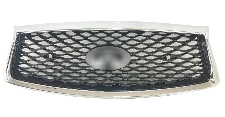 2018-2024 Infiniti Q50 Q50s Front Bumper Upper Grille With Camera Option &amp; Sensor Holes Chrome - Texas-e-parts