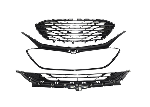 2019-2024 Chevrolet Malibu Front Bumper Upper Lower Grille With Surround Trim Black - Texas-e-parts