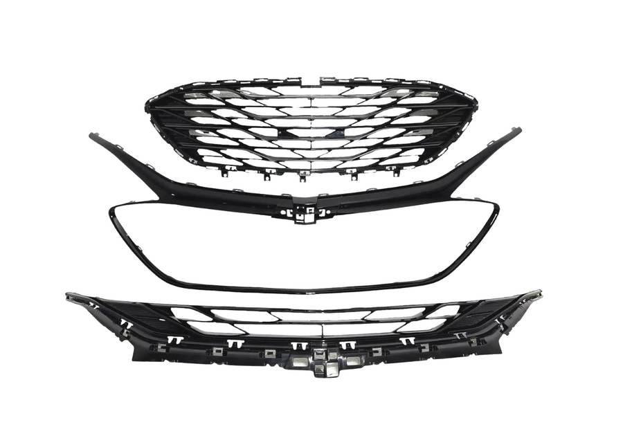 2019-2024 Chevrolet Malibu Front Bumper Upper Lower Grille With Surround Trim Black - Texas-e-parts