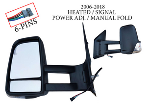2006 2007 2008 2009 2010 2011 2012 2013 2014 2015 2016 2017 2018 Dodge Mercedes-Benz Freightliner Sprinter 2500 3500 Van Left Front Door Side Rear View Mirror Heated Signal Power Adjustment Manual Fold Curved Long Arm Driver