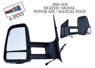 2006 2007 2008 2009 2010 2011 2012 2013 2014 2015 2016 2017 2018 Dodge Mercedes-Benz Freightliner Sprinter 2500 3500 Van Left Front Door Side Rear View Mirror Heated Signal Power Adjustment Manual Fold Curved Long Arm Driver