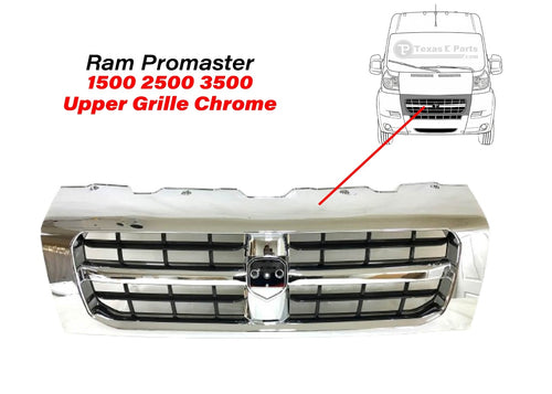 2014-2018 Ram ProMaster 1500 2500 3500 Grille Front Bumper Upper Grille Chrome - Texas-e-parts