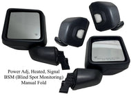 2018 2019 2020 2021 2022 2023 2024 2025 Jeep Wrangler & Gladiator Left Driver Right Passenger Front Door Power Side Rear View Mirror Heated Turn Signal With BSM (Blind Spot Monitoring ) Manual Fold Textured