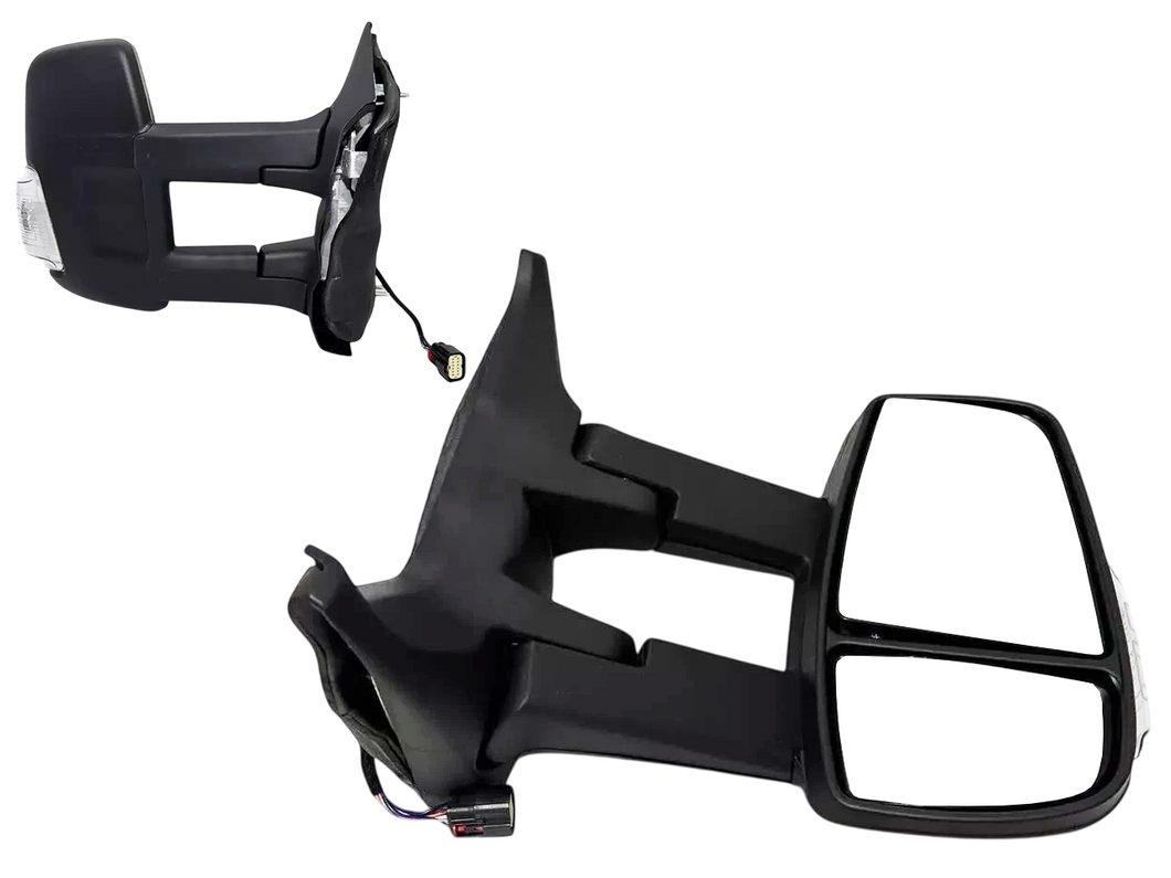 2020 2021 2022 2023 2024 Ford Transit 150 250 350 350HD Right Front Door Power Side Rear View Mirror Heated Signal Manual Folding With BSM ( Blind Spot Monitoring ) Long Arm Passenger