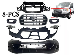 2020 Ford Transit 150 250 350 350HD Front Bumper Upper Lower Cover Grille With Camera Option Inner Bracket & Fog Light Lamp With Cover 8-PCS