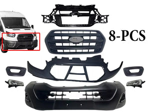 2020 2021 2022 2023 2024 Ford Transit 150 250 350 350HD & E-Transit Front Bumper Upper Lower Cover Grille Inner Bracket & Fog Light Lamp With Cover 8-PCS
