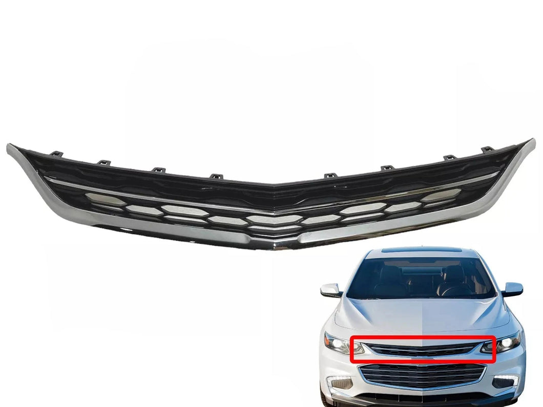 2016 2017 2018 Chevrolet Malibu Grille Front Bumper Upper Grille Chrome - Texas-e-parts