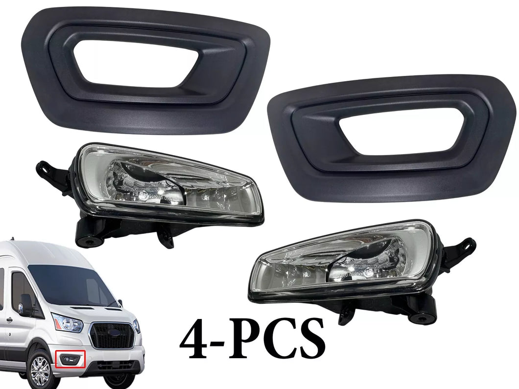 2020 2021 2022 2023 2024 Ford Transit 150 250 350 350HD E-Transit Left Right Front Bumper Fog Light Lamp With Cover Driver & Passenger Set